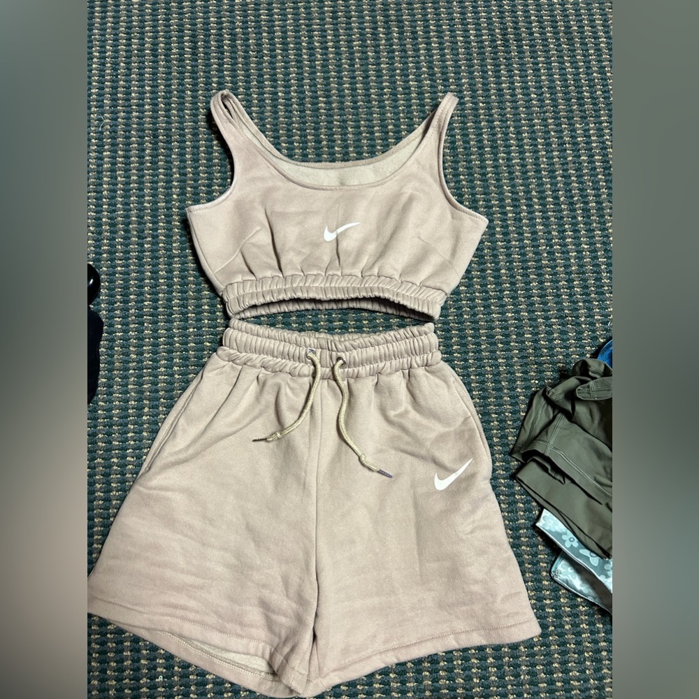 Custom Nike tan bra and shorts sweat set